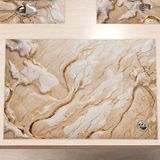 MarbLELIZED - Amerikaanse placemats, wasbaar, stoffen placemat met marmereffect, beige, set van 2 (30 x 45 cm)