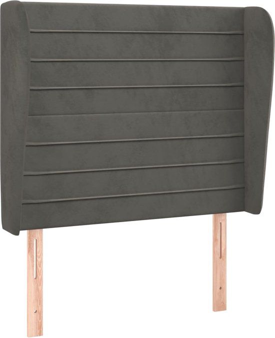 vidaXL Hoofdbord met randen fluweel donkergrijs 83x23x118/128 cm
