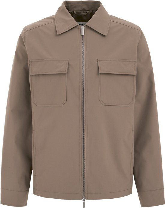 WE Fashion Heren regular fit jack Taupe Maat M