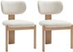 Vente-unique Set van 2 stoelen van boucléstof en rubberhout - Wit - WILANA
