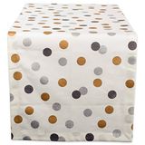 DII Metallic stof keukeninrichting, katoen, zilver en goud polka dot confetti, 274 x 35 cm (loper)