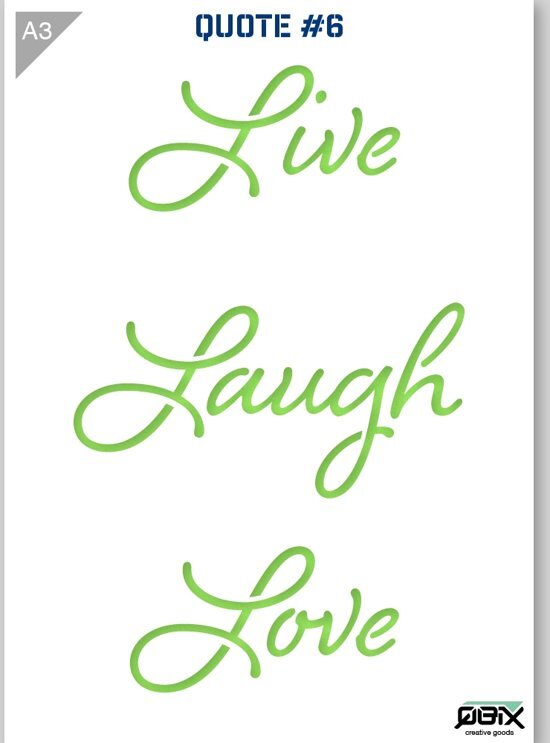 QBIX Sjabloon Live Laugh Love Quote Kunststof Stencil A3 42 x 29 7 cm