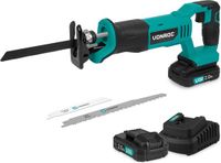 VONROC Accu Reciprozaag 20V - Incl. 3 Zaagbladen - Incl. 2x 2.0Ah Accu’s en snellader