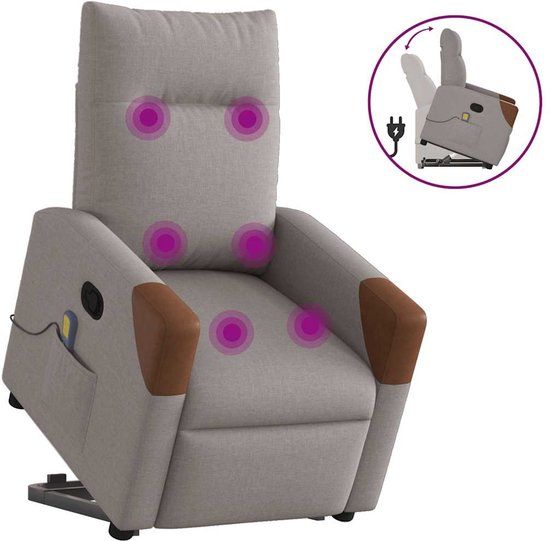 vidaXL Sta-op-massagestoel verstelbaar stof taupe