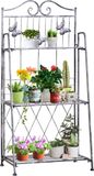 Outsunny Plantenrek opvouwbaar met 3 planken - Plantentrap - Plantenstandaard - Bloemenrek - Zilvergrijs