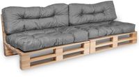 Bananair - Palletkussens 2x Set - Tuinkussens voor Palletbank - 2x Zitkussen 120x80x15 cm & 2x Rugkussen 120x40x15 cm - Grijs
