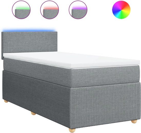 vidaXL Boxspring met matras stof lichtgrijs 90x190 cm