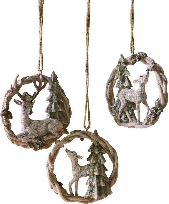 LOBERON Hanger set van 3 Miranah bruin/groen