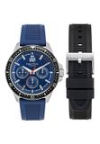 Nautica Nct Windrose Kwarts Analoog Horloge Blauw Kast: 100 % Roestvrij Staal | Band: 100 % Siliconen 46 mm NAPWRF409