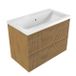Saniclass Badkamermeubelset - 80x45x63.5cm - Bari keramische wastafel wit - 1 wasbak - zonder kraangat - 2 lades - mat eiken natural (hout) SW1420801/SW24926