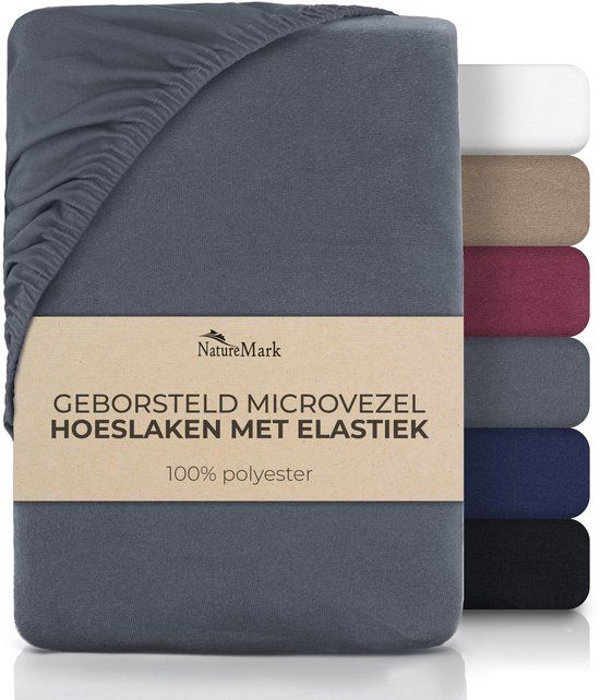 NatureMark Hoeslaken van geborsteld microvezel, antraciet, 140 x 200 cm