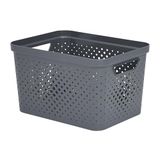 SUNDIS Pixel, opbergmand 16L, stapelbaar, met handgrepen, grijs