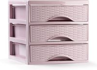 PLASTICFORTE Ladeblokje/bureau organizer met 3x lades - roze - L18 x B23 x H17 cm