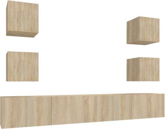 vidaXL 6-delige Tv-meubelset bewerkt hout sonoma eikenkleurig