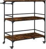 vidaXL Keukentrolley - 100,5x50x105 cm - Bewerkt Hout - Gerookt Eikenkleurig