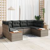 vidaXL Tuinbank Set 6-delig Grijs Polyrattan