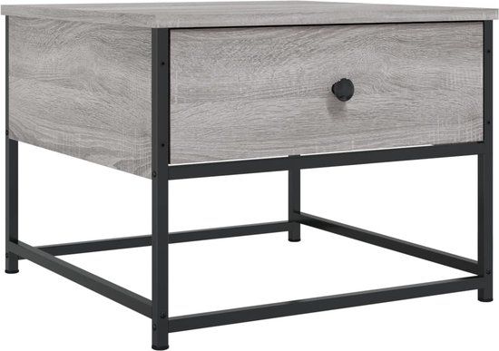 vidaXL Salontafel 51x51x40 cm bewerkt hout grijs sonoma eikenkleurig