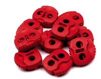 cyclingcolors 10 x eindstoppers, 20 x 20 mm, rond, kunststof, stopper, trekkoord, verstelbare sluiting, elastisch koord, schoenen, rugzakken, tent, camping, rood