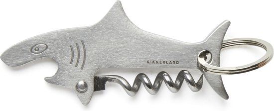 Kikkerland Sleutelhanger - Bartool - Flesopener - Haai - RVS