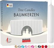BRUBAKER 20 Stuks - Boomkaarsen - Wit - Kerstkaarsen - Piramidekaarsen - Kerstboomkaarsen - 95/12.5 mm