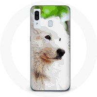Maniacase Hoesje voor Samsung galaxy A40 Samojeed Hond Wit