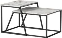 Vicco Myra Salontafel set – 60 x 50 cm 2 delen Zwart/marmer-wit