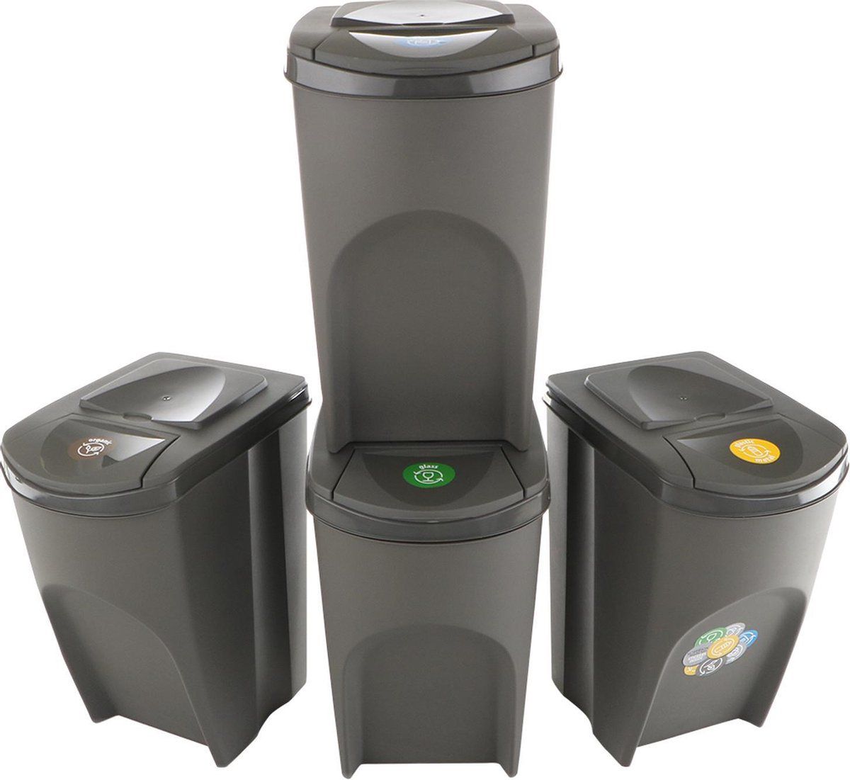 Prosperplast Sortibox scheidingsbakken set 4x35L - Grijs