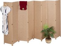 Relaxdays Kamerscherm 8 panelen - 170x320 cm - Opvouwbaar - Hout - Lichtbruin