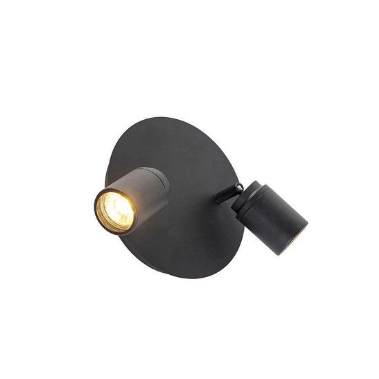 QAZQA Ducha - Modern Black Bathroom Ceiling Spot - 2-Light - Ø 200 mm - Dimmable - GU10