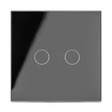 Retrotouch W tussenschakeling, draadloos, 1 vak, 2-weg, met afstandsbediening, glas, zwart