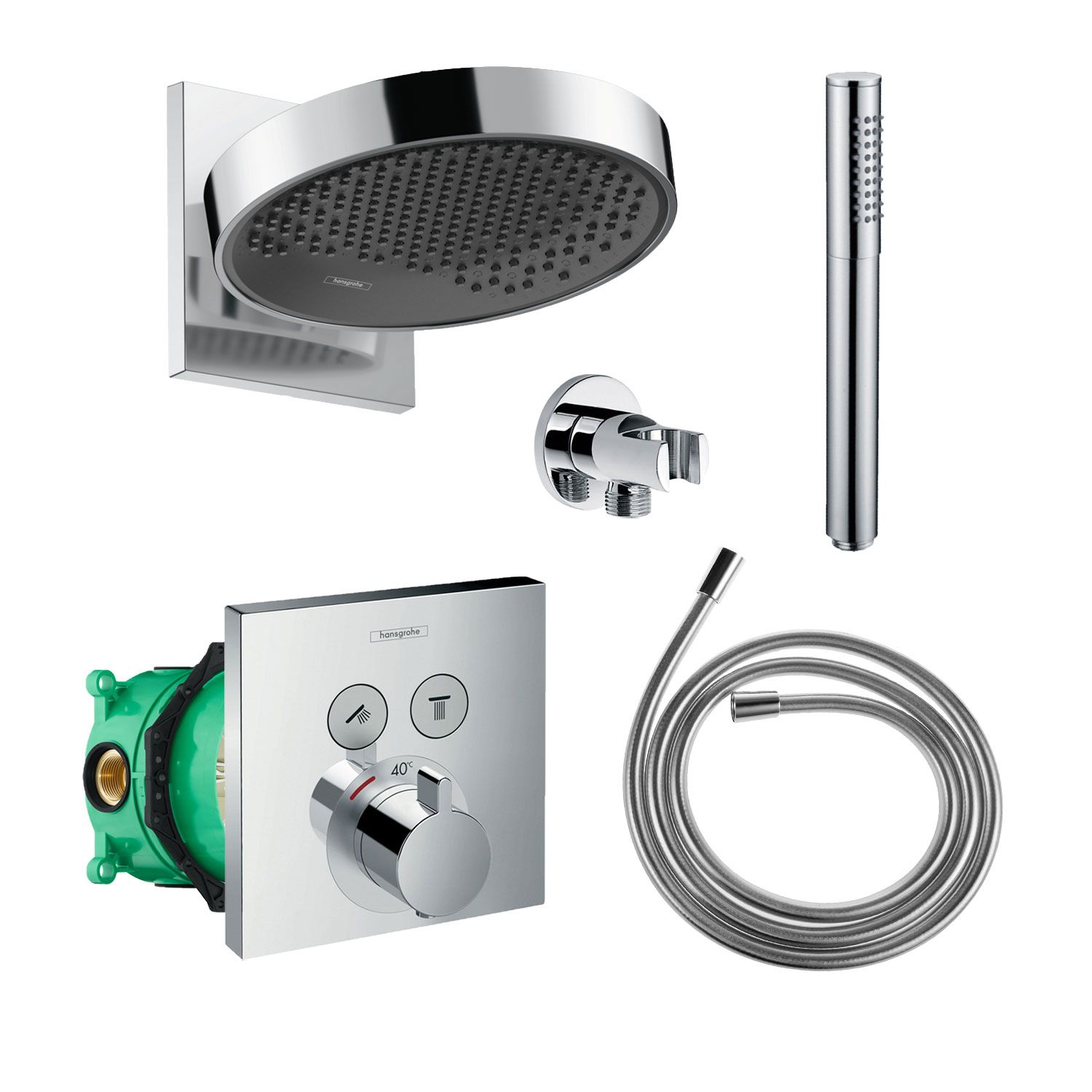 Hansgrohe Rainfinity regendoucheset met muuraansluiting PowderRain 250 chroom