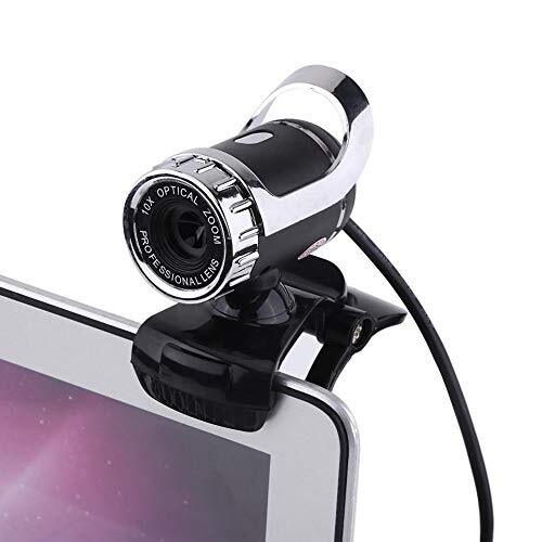 Mugast USB-webcam met clip-on, 12 megapixels HD webcamera met microfoon, links en rechts 360 graden en omhoog en omlaag 30 graden draaibaar(Zilver)
