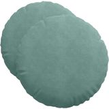 vidaXL Zitkussens - 2 stuks - Fluweel - Zeegroen - Ø50 x 19 cm