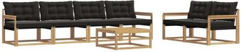 vidaXL - Acacia Hout - Bank Loungeset - 6 Zitplekken - Wit en Zwart
