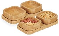 Kinvara Snack bols sur planche - 2x set - Céramique - Brun - Carré