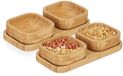 Kinvara Snack bols sur planche - 2x set - Céramique - Brun - Carré