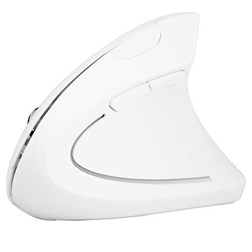 Topiky Verticale draadloze muis, 2,4 GHz Optische draadloze ergonomische verticale gamingmuis met 1600 DPI zonder vertraging voor pc/laptop/desktop (wit)