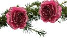 Decoris Kerstboomversiering Bloem - 2x - 15 cm - roze - glitter - op clip - ornament - kerst - kerstster