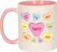Bellatio Decorations Koffiemok voor Tante - Roze - Hartjes Snoepjes - Verjaardag