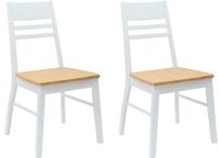 vidaXL Eetstoelen - 2 stuks - Massief Rubberhout - Wit - 43 x 54 x 89 cm
