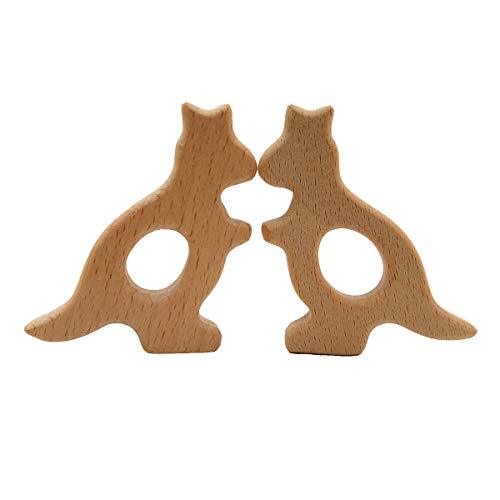 Yiwu Beibeihuan E-commerce Co., Ltd. Alenybeby 2 stks Hout Kangaroo Tandjes Accessoire Pure Natuurlijke Dier Vorm Verpleging Ketting Beuken Handgemaakte Patroon DIY Hanger