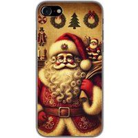 Apple Bedrukt siliconen hoesje compatibel met iPhone 8 pere noel vintage