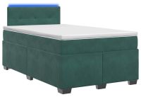 vidaXL Boxspringbed met matras en LED-verlichting, donkergroen, 120 x 190 cm, fluweel