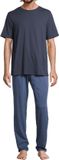 Schiesser Heren pyjama Night & Home donkerblauw / blauw korte mouw 100% Katoen Maat L