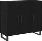 vidaXL Dressoir Zwart Eiken 90 x 34 x 80 cm Bewerkt Hout