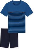 SCHIESSER Pyjama kort Heren Blauw Gestreept Katoen XL