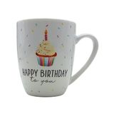 Dekohelden24 Koffiebeker/mok van porselein, motief: Happy Birthday. Grootte H/Ø: 9,8 x 8,2 cm, inhoud 250 ml, vaatwasmachinebestendig, 10cm