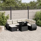 Maison Exclusive - Ensemble de jardin, 8 pièces, avec coussins, noir, en polyrotin