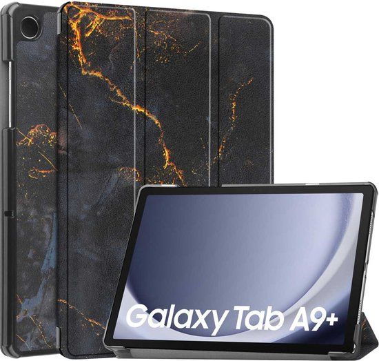 iMoshion Tablet Hoes Samsung Galaxy Tab A9 Plus - Black Marble