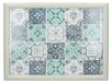 Merkloos Kniebord schoottafel laptoptafel - 44 x 34 cm - Wit en turquoise - Met kussen
